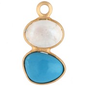 Pendentif géométrique 20x9 mm - Doré Or fin - imitation Turquoise - Pierre de lune