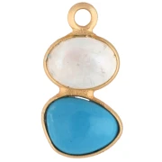 Pendentif géométrique 20x9 mm - Doré Or fin - imitation Turquoise - Pierre de lune