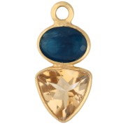 Breloque géométrique 19x9 mm - Doré à l'or fin - Apatite - Citrine x1