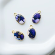 Breloque ovale 18x11 mm en pierre gemme - Turquoise Oyster Violet x1