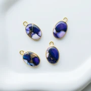 Breloque ovale 18x11 mm en pierre gemme - Turquoise Oyster Violet x1
