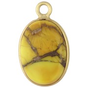 Breloque ovale 18x11 mm en pierre gemme - Turquoise Oyster Jaune x1