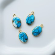 Breloque ovale 18x11 mm en pierre gemme - Turquoise Oyster Bleu x1
