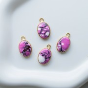 Breloque ovale 18x11 mm en pierre gemme - Turquoise Oyster Rose x1