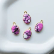 Breloque ovale 18x11 mm en pierre gemme - Turquoise Oyster Rose x1