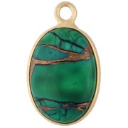 Breloque ovale 18x11 mm en pierre gemme - Turquoise Oyster Vert foncé x1
