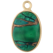 Breloque ovale 18x11 mm en pierre gemme - Turquoise Oyster Vert foncé x1