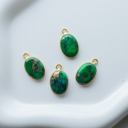Breloque ovale 18x11 mm en pierre gemme - Turquoise Oyster Vert foncé x1
