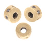 Doré Or Fin - Or 24K - 999/1000 - Perle rondelle 5x3 mm avec oxydes de zirconium - Doré à l'or fin - Crystal x1 Perle rondelle 5x3 mm avec oxydes de zirconium - Doré à l'or fin - Crystal x1