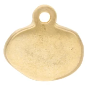 Breloque ovale irrégulière 13 mm - motif poisson - Doré à l'or fin - Saumon x1