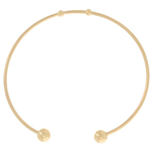 Bracelet jonc 62 mm avec boules - Acier inoxydable 304 Doré x1