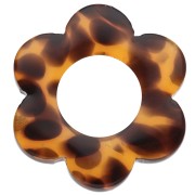Pendentif fleur 14 mm en acétate - Terrazzo Marron - Noir x1