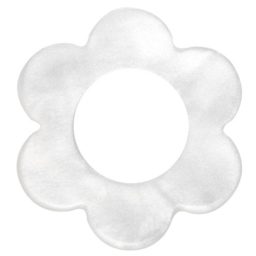 Pendentif fleur 14 mm en acétate - Blanc nacré x1