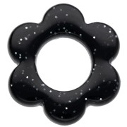 Pendentif fleur 14 mm en acrylique - Pailleté noir x1