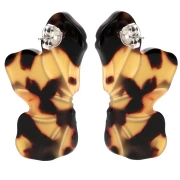 Boucles d'oreilles demi fleur 47x27 mm - Ecaille de tortue - Marron - Noir x2