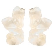 Boucles d'oreilles demi fleur 47x27 mm - Marbré Ivoire - Beige foncé x2