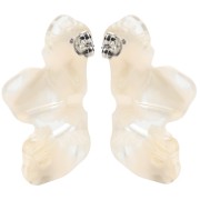 Boucles d'oreilles demi fleur 47x27 mm - Marbré Ivoire - Beige foncé x2