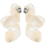 Boucles d'oreilles demi fleur 47x27 mm - Marbré Ivoire - Beige foncé x2