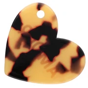Pendentif coeur 39x45 mm acétate - Amour - Ecaille de tortue Marron - Noir - Rouge