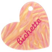 Pendentif coeur 39x45 mm acétate - Bichette - Marbré Rose - Jaune - Rose foncé x1