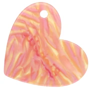Pendentif coeur 39x45 mm acétate - Bichette - Marbré Rose - Jaune - Rose foncé x1