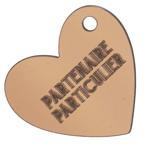 Pendentif coeur 39x45mm plexiglass effet miroir - Partenaire Particulier - Marron