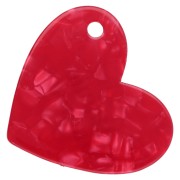 Pendentif coeur 39x45 mm acétate - Mamie d'amour - Rouge nacré - Doré x1