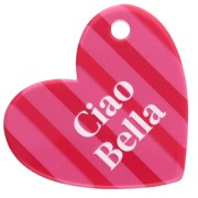 Pendentif coeur 39x45 mm acétate - Ciao Bella - Rayés Rose - Rouge - Blanc x1