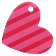 Pendentif coeur 39x45 mm acétate - Ciao Bella - Rayés Rose - Rouge - Blanc x1