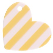 Pendentif coeur 39x45 mm acétate - Dolce vita - Rayés Jaune - Blanc - Bleu x1