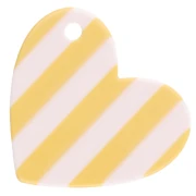 Pendentif coeur 39x45 mm acétate - Dolce vita - Rayés Jaune - Blanc - Bleu x1
