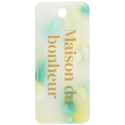 Pendentif rectangle 55x25 mm acrylique - Maison du bonheur - Terrazzo Vert - Blanc