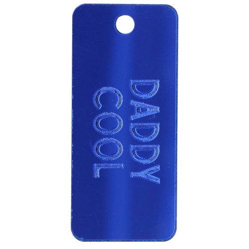 Pendentif rectangle 55x25 mm plexiglass - effet miroir - Daddy cool - Bleu foncé
