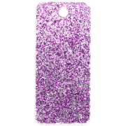 Pendentif rectangle 55x25 mm acrylique - Roule ma Poule - Pailleté violet - Blanc