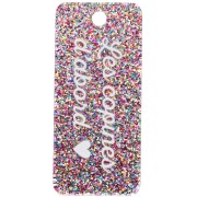 Pendentif rectangle 55x25mm acrylique - Les copines d'abord - Pailleté multicolore