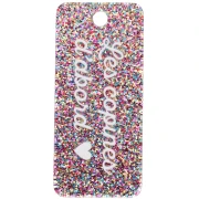 Pendentif rectangle 55x25mm acrylique - Les copines d'abord - Pailleté multicolore
