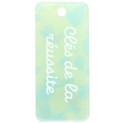 Pendentif rectangle 55x25 mm acétate - Clés de la réussite - Marbré Multi vert x1