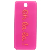 Pendentif rectangle 55x25mm acétate - Oh la la ! - Rose fluo - Orange x1