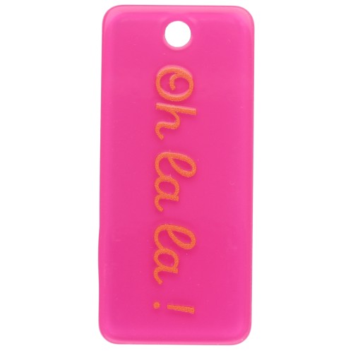 Pendentif rectangle 55x25mm acétate - Oh la la ! - Rose fluo - Orange x1