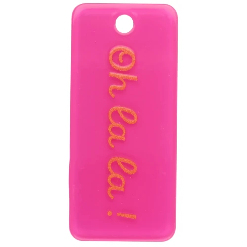 Pendentif rectangle 55x25mm acétate - Oh la la ! - Rose fluo - Orange x1