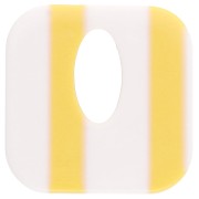 Pendentif carré évidé 21 mm en acétate - Rayés Blanc - Jaune x1