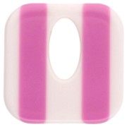 Pendentif carré évidé 21 mm en acétate - Rayés Blanc - Magenta x1
