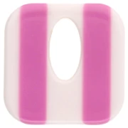 Pendentif carré évidé 21 mm en acétate - Rayés Blanc - Magenta x1
