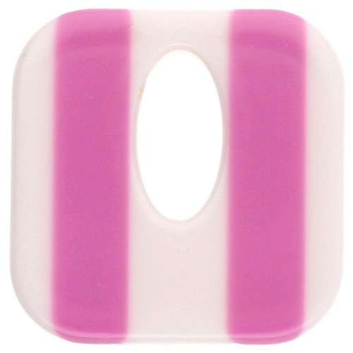 Pendentif carré évidé 21 mm en acétate - Rayés Blanc - Magenta x1