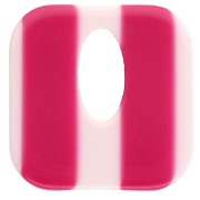 Pendentif carré évidé 21 mm en acétate - Rayés Blanc - Framboise x1