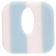 Pendentif carré évidé 21 mm en acétate - Rayés Blanc - Bleu ciel x1