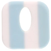 Pendentif carré évidé 21 mm en acétate - Rayés Blanc - Bleu ciel x1