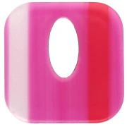 Pendentif carré évidé 21 mm en acétate - Rayés Fuschia - Rouge - Blanc x1