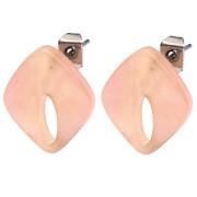 Clous d'oreilles losange évidé 16x14 mm acétate - Saumon marbré nacré x2