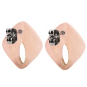 Clous d'oreilles losange évidé 16x14 mm acétate - Saumon marbré nacré x2